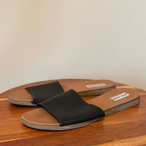 Steve Madden Black and Brown Slide Sandals Women’s 10
